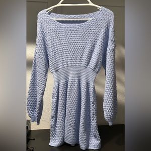 Light blue sweater dress. Bought off Amazon and didn’t return in time.